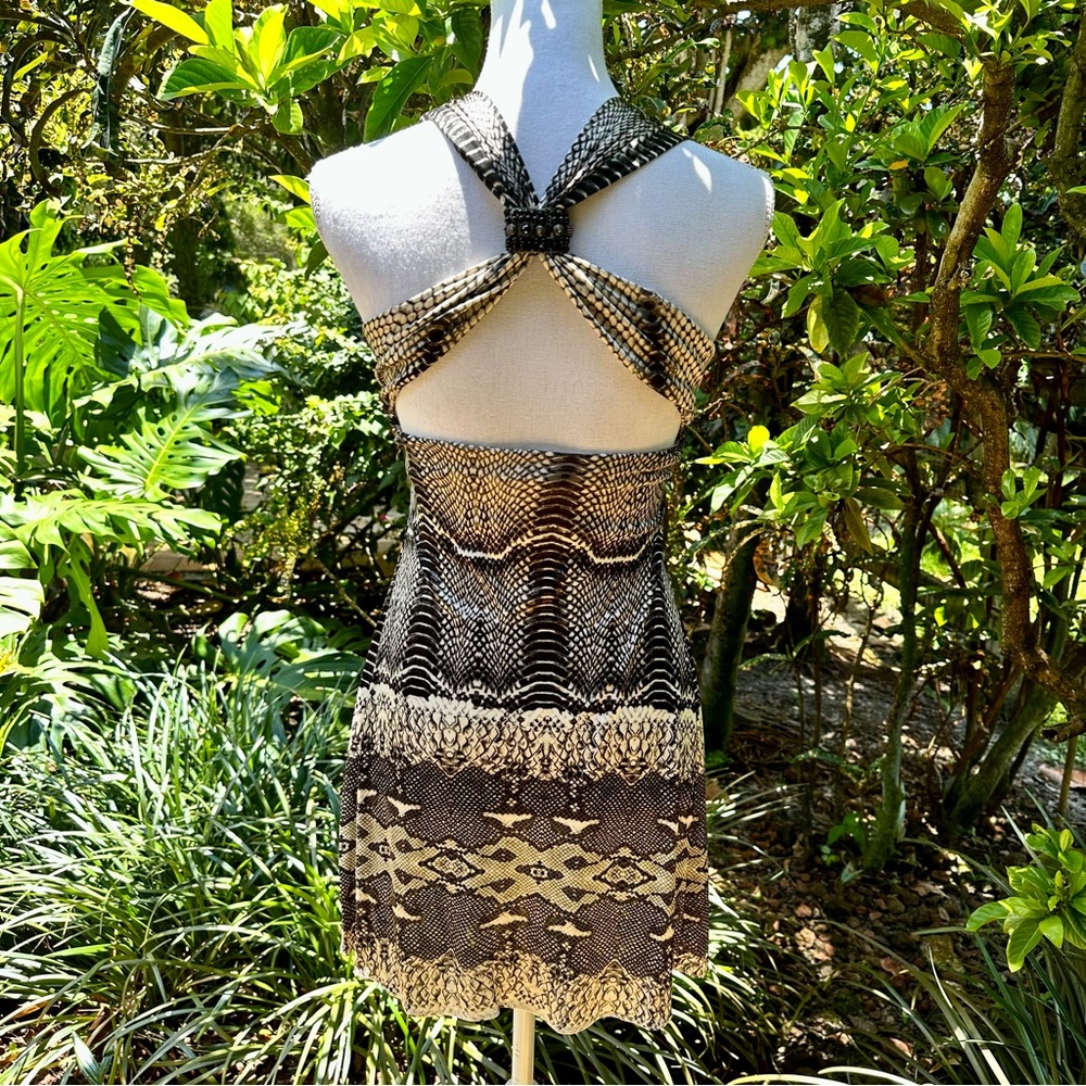 Sky Python Print Short Flowing Dress - image 4